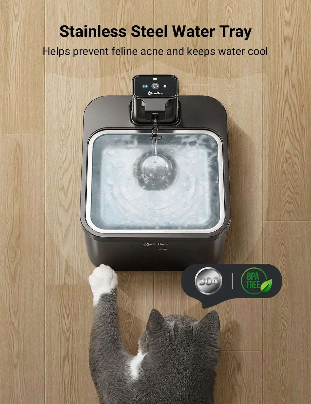DownyPaws 2.5L Automatic Stainless Steel Cat Fountain