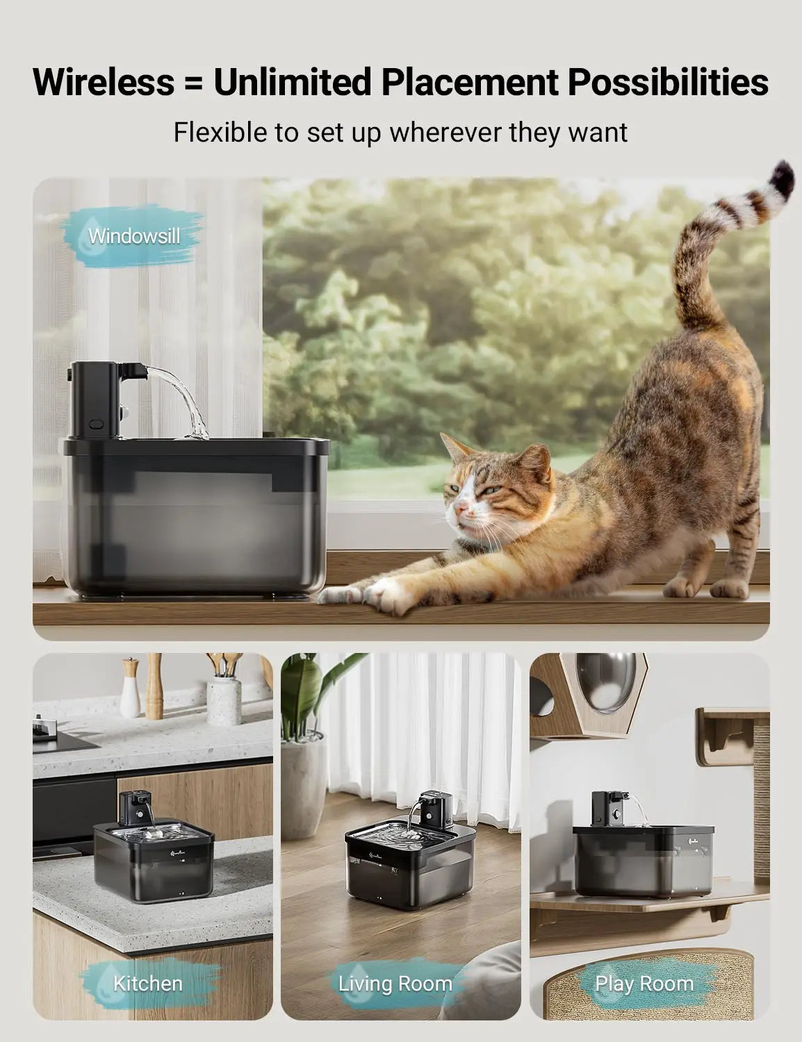 DownyPaws 2.5L Automatic Stainless Steel Cat Fountain